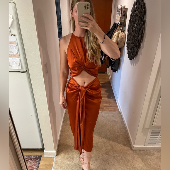 reni knotted dress in orange andrea iyamah Andrea Iyamah | Dresses | Andrea Iyamah Orange Reni Knotted Dress Size S
